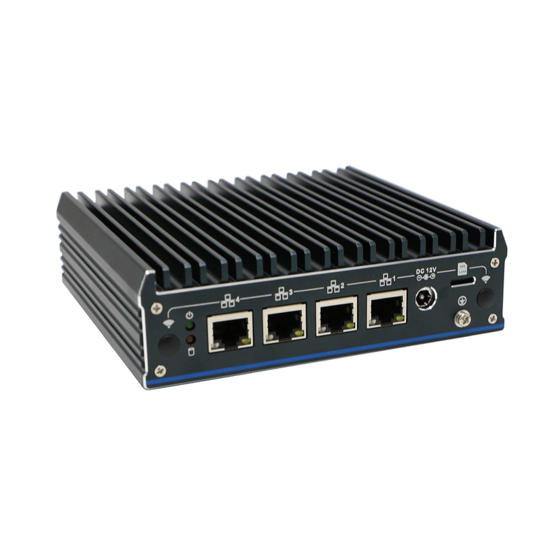 Hunsn DIN Rail Micro Firewall Application, เราเตอร์พีซี, RX15a, คอมพิวเตอร์ขนาดเล็ก, VPN, เราเตอร์พีซี, AES-NI, 4 x 2.5GbE I225-V B3, HDMI, DP, TPM2.0