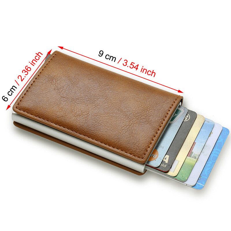 Etui na karty kredytowe Rfid męskie portfele etui na karty bankowe małe skórzane cienki magiczny Mini portfel inteligentny minimalistyczny portfel 2023