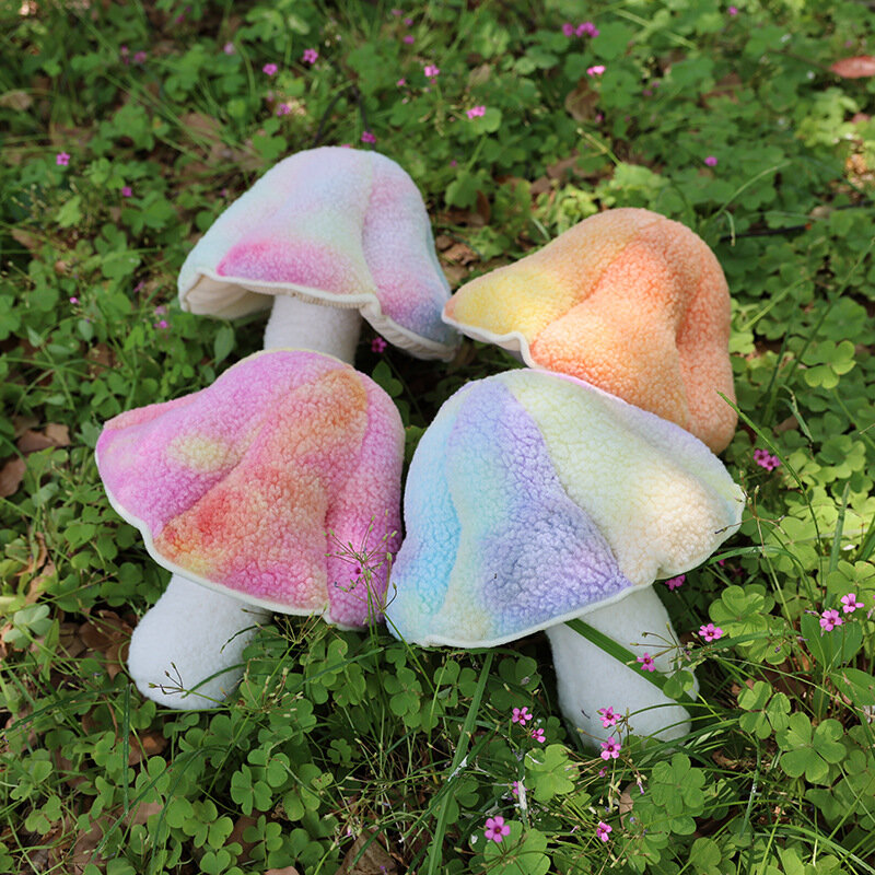Cute Colorful Mushroom Plush Toy Anime Stuffed Plants Lovely Throw Soft PlushiesPillows Cushion Toys for Girls Kawaii Room Decor