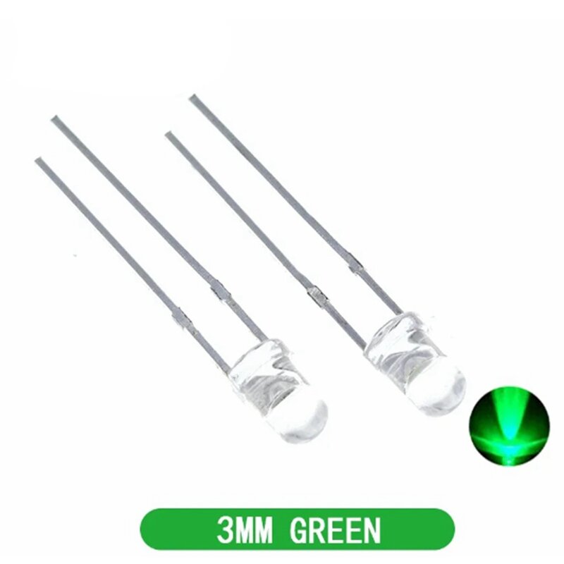 Kit de diodos emisores de luz LED, lámpara redonda ultrabrillante de 3MM, color verde/amarillo/azul/blanco/rojo, F3