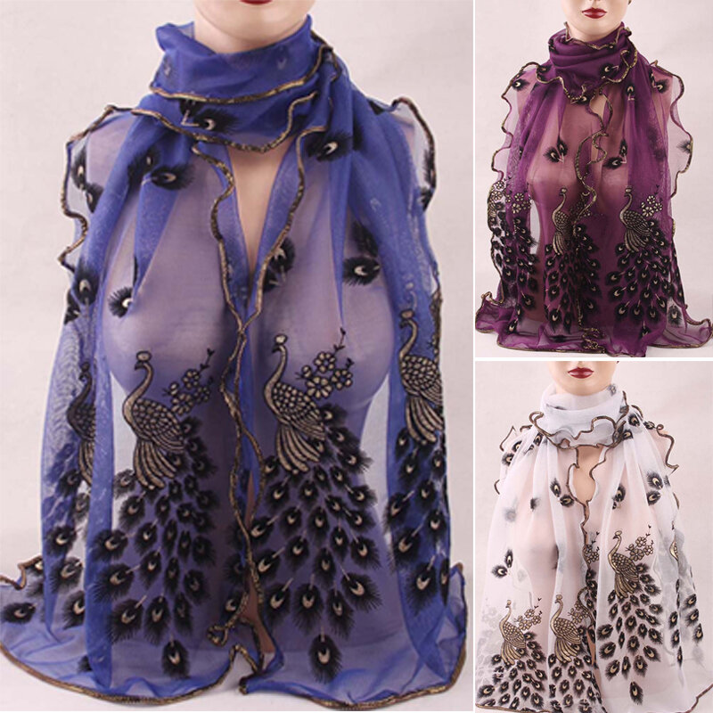 Женский шелковый шарф, шаль, палантин, прозрачная длинная модная мягкая шифоновая накидка, 1 шт., 190*40 см