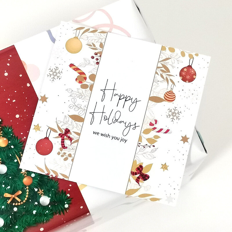 30 pces 8*8cm feliz natal feriados obrigado cartões para o natal ano novo pacote de caixa de presente que envolve pequenas empresas