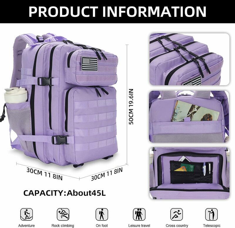 Тактический рюкзак 45 л, военная армейская сумка с карманом для бутылки, уличная походная сумка, водонепроницаемый рюкзак для альпинизма, рюкзак для кемпинга