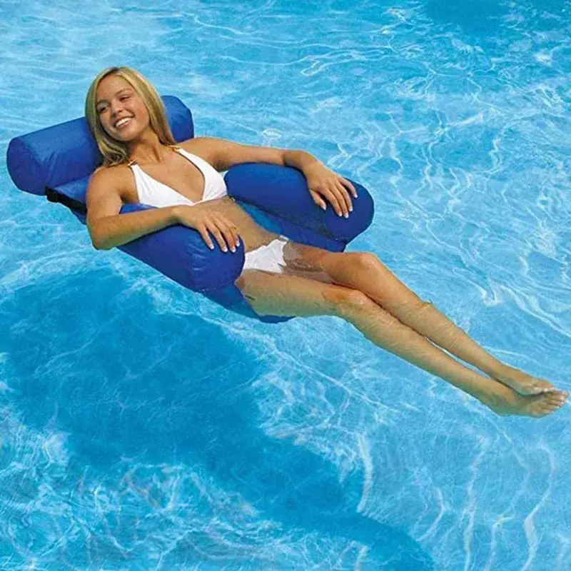 Summer Inflatable Chair Foldable Floating Row PVC Swimming Pool Water Hammock Air Mattresses Bed Beach Water Sport Lounger Chair