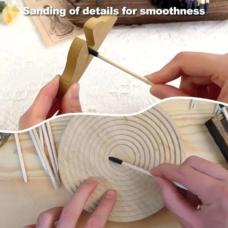10/20/100Pcs Sanding Sticks Matchsticks Sanding Twigs Fine Detailing Sanding Sticks for Plastic Models Wood Hobby Polishing