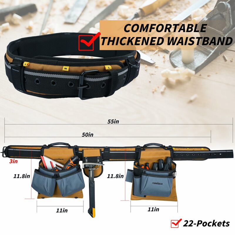 Belt with Suspenders - Pro Framer Belt/Suspenders Combo Apron with Multiple Pockets & Hammer Holder for Carpenter,Construction