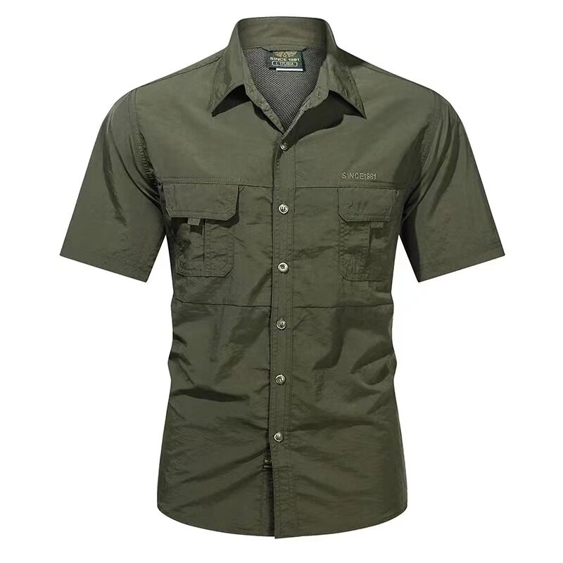 2024 Sommer neue Mode Herren hemden Kurzarm 2 Tasche Outdoor-Freizeit hemd schnell trocknende Tops Qualität Militar-Shirt für Männer
