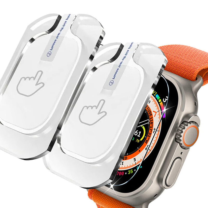 HD gehärtete Glas folie für Apple Watch Serie Ultra 49mm mit Ausrichtung werkzeug einfach zu installierende Displays chutz folie für iwatch Ultra 2