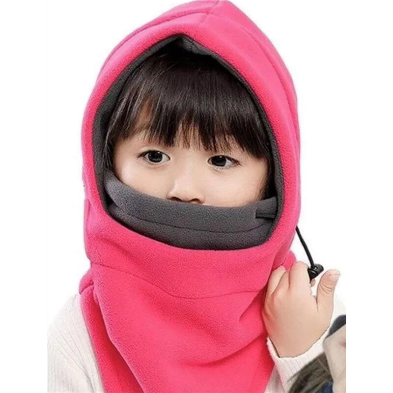 Winter Windproof Child Balaclava Outdoor Plush Padded Hat Motorcycle Ski Cap Full Face Masks Hats Kids Baby Warmer Mask Hat