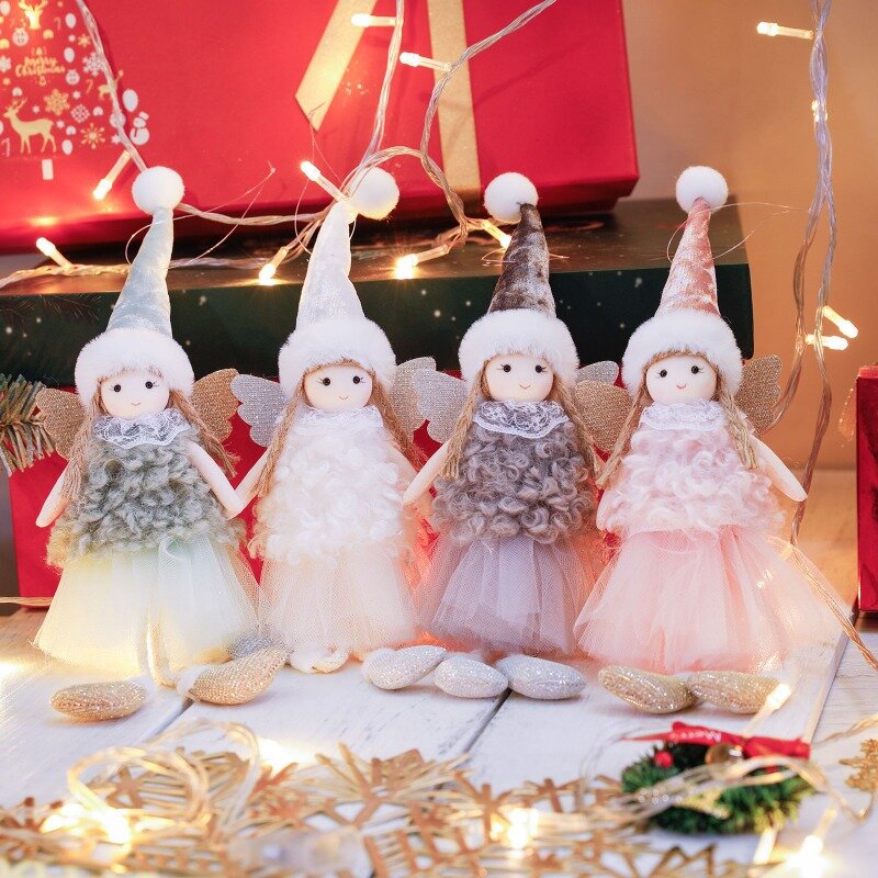 귀여운 소녀 천사 크리스마스 펜던트, 크리스마스 트리 걸이 장식품, 가정용 크리스마스 인형, 어린이 선물, Navidad