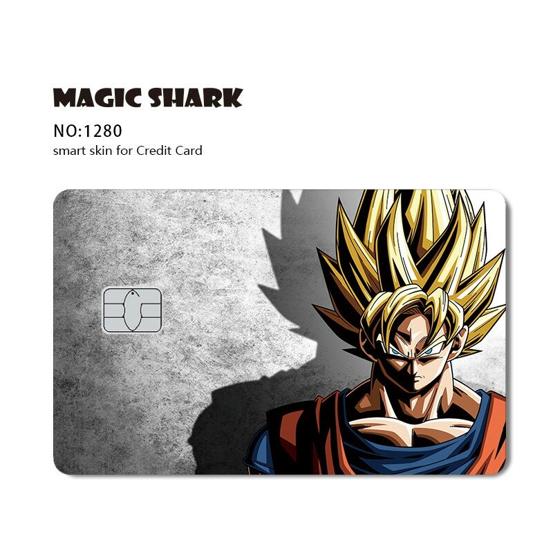 Anime Dragon Ball Super Goku Vegeta Saiyan stiker kulit Film besar kecil tanpa Chip untuk kartu Bus kartu kredit Debit kartu Bank sisi depan