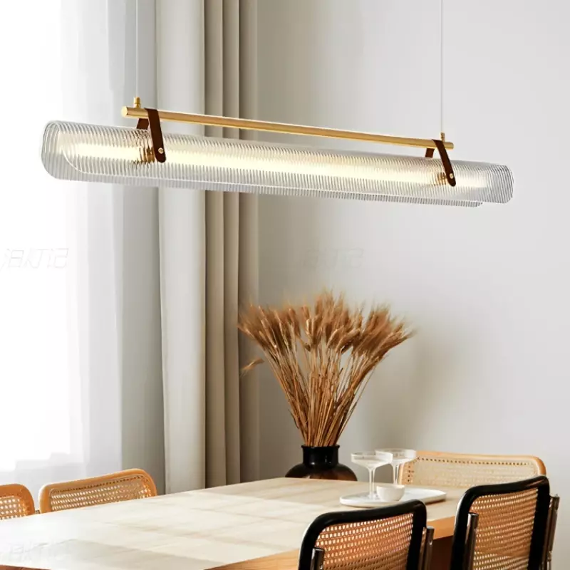 Подвесная лампа с простой линией, современный роскошный светильник в скандинавском стиле для офиса, столовой, спальни, украшение для дома, зеркальные акриловые люстры