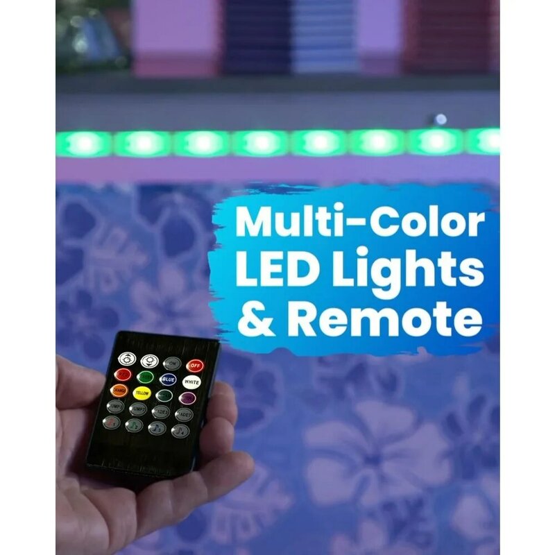 Barra de fiesta portátil plegable con 16 luces LED de colores y control remoto inalámbrico, faldas de barra, estante de almacenamiento y estuche de transporte, individual