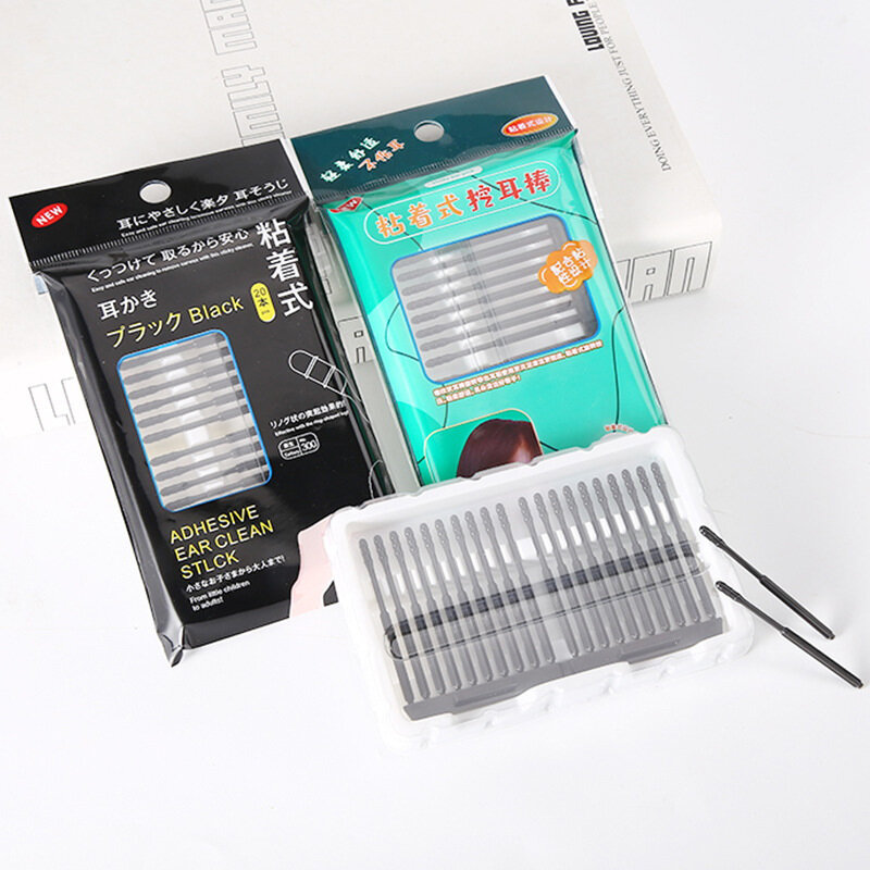 20pcs Portable Disposable Sticky Ear Swabs Pick Spiral Tips Wax Removal Remover Tool Kit Cleaner Stick Tool
