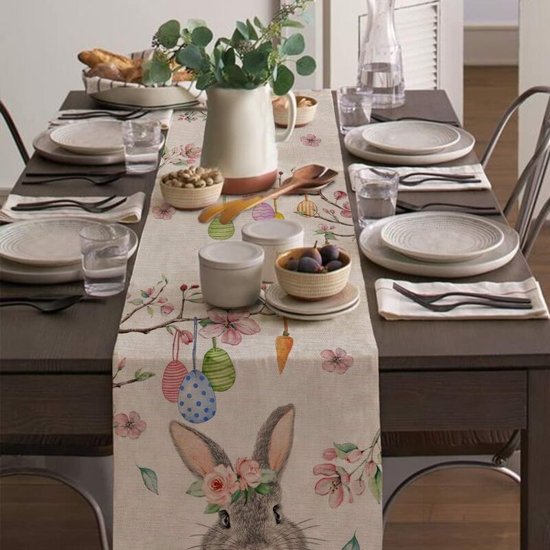 Счастливое пасхальное яйцо, милый кролик, Настольная дорожка, праздничное украшение для вечеринки, летняя сборка, столовая, свадебные украшения
