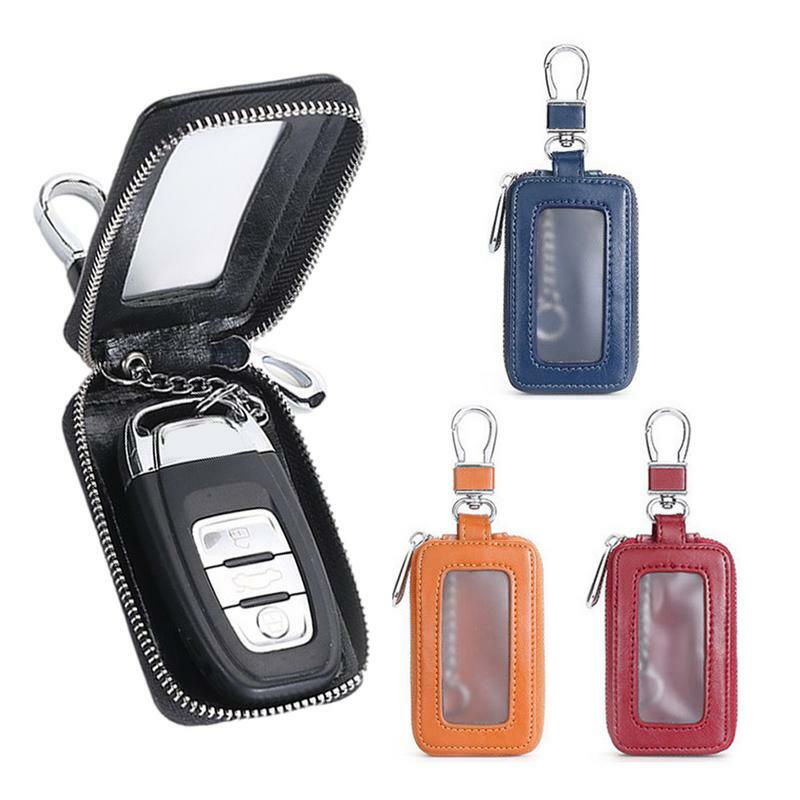 Визуальное зеркало с окошком, Защитная сумка для автомобильных ключей, кожаный держатель для ключей, мини-автомобильный брелок, чехол Ретро-брелоки