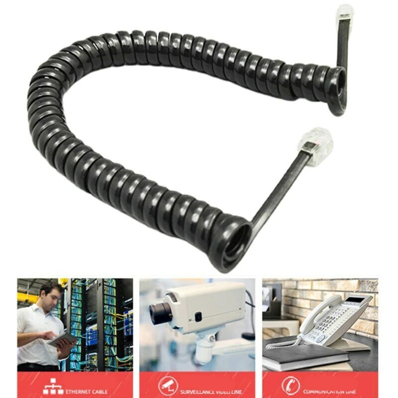 Cable de teléfono en espiral RJ9, 6 pies, curvo, fijo, 4P4C, 6 pies/1,85 m