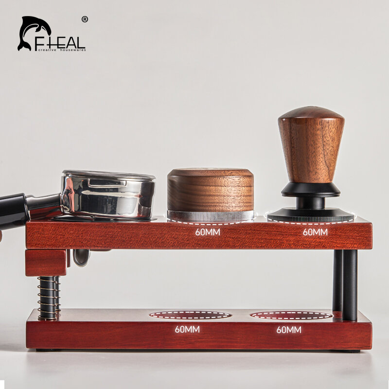FHEAL Espresso Tamping Station with Adaptive Spring Loaded 2-Tier Tamp Organizer Station Fit for 51-58mm Barista Accessoies