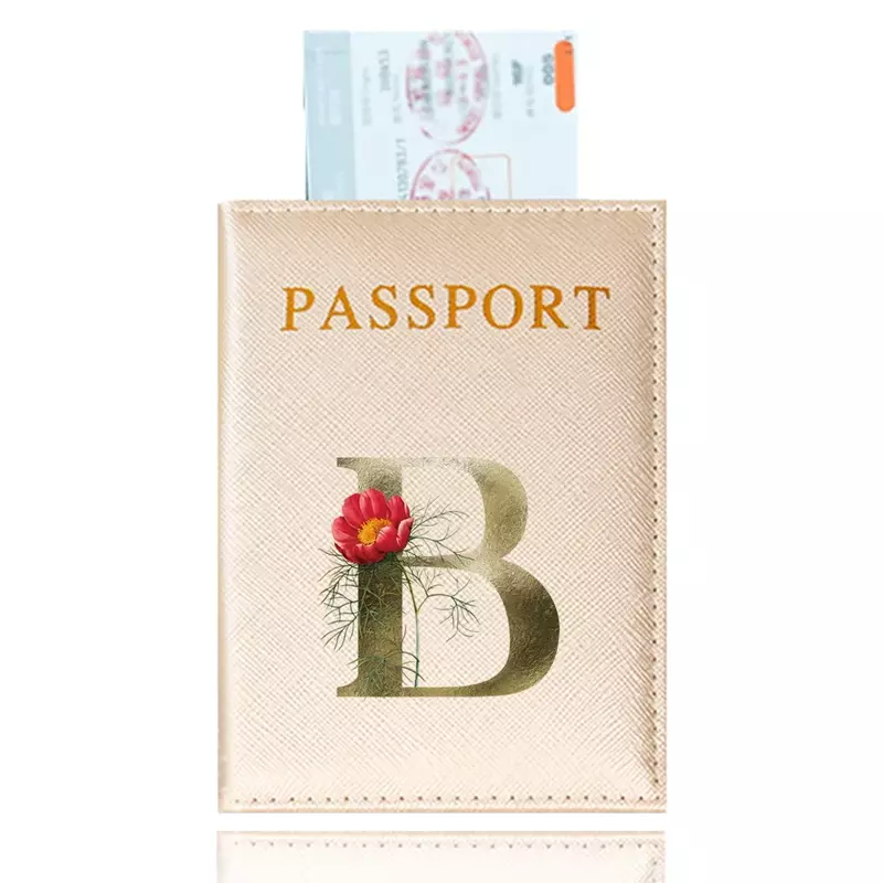 Funda multifuncional para pasaporte, tarjetero de viaje, bolsa de almacenamiento de moda para Unisex, patrón de flores doradas