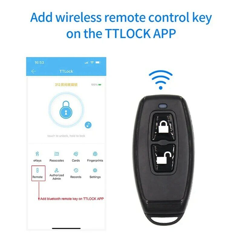 TTLOCK 스마트 문짝 잠금용 무선 리모컨 블루투스 열쇠 고리, 스마트 장치, 쉬운 설치, Ttlock 앱으로 작동, 2.4Ghz