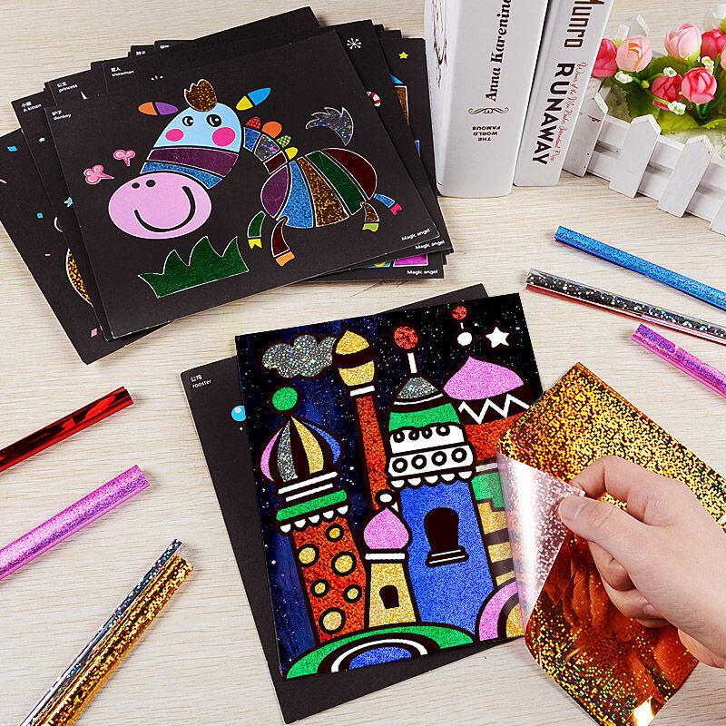 Manualidades de pintura de transferencia mágica para niños, juguetes educativos de dibujos animados, juguetes creativos de dibujo de aprendizaje