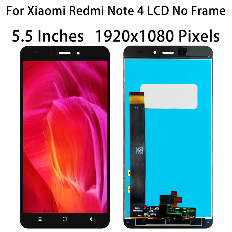 New 5.5" Original LCD For Xiaomi Redmi Note 4 Global Version Snapdragon 625 Display Touch Screen Digitizer Note 4X With Frame