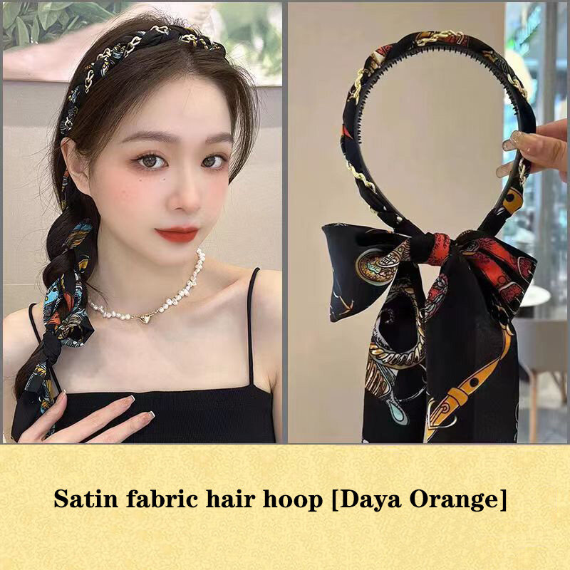 2023 New Fashion Silk Scarf Hair Band Long Ribbon Braid Bandage Summer Ponytail Holder Hair Accessory Trend Girl Headband
