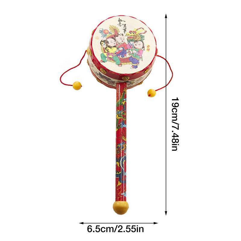 Rattle Drum Chinese Traditional Baby Rattle Friendly PP Sound Loud And Safe Auspicious Drum Baby Sleeping Toy Rattle Drum Toy