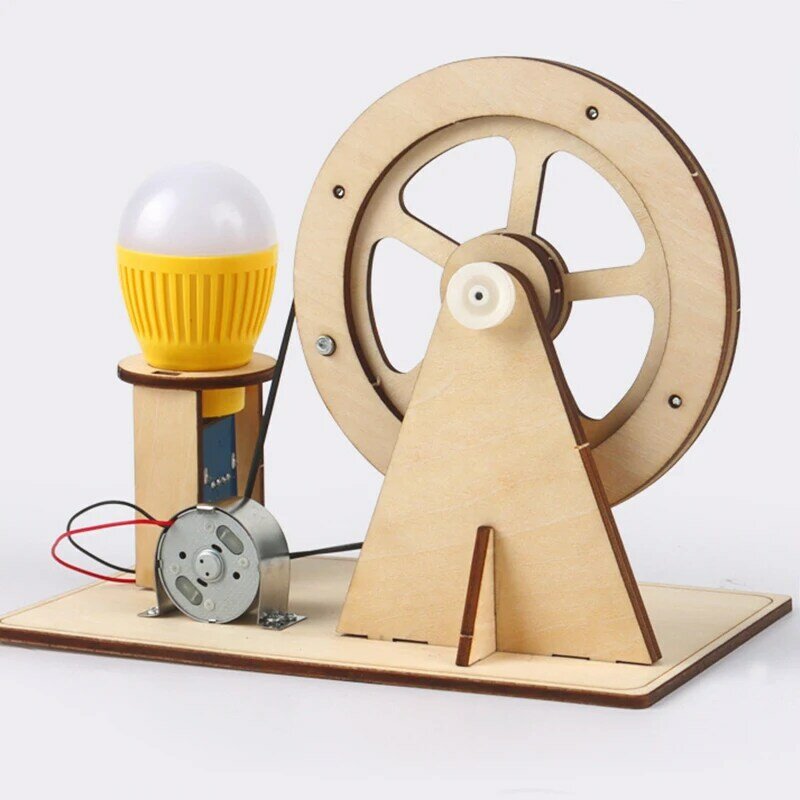 Generatore a mano in legno giocattolo scientifico per bambini divertente tecnologia STEM Gadget Kit di fisica giocattoli educativi per bambini giocattolo per l'apprendimento
