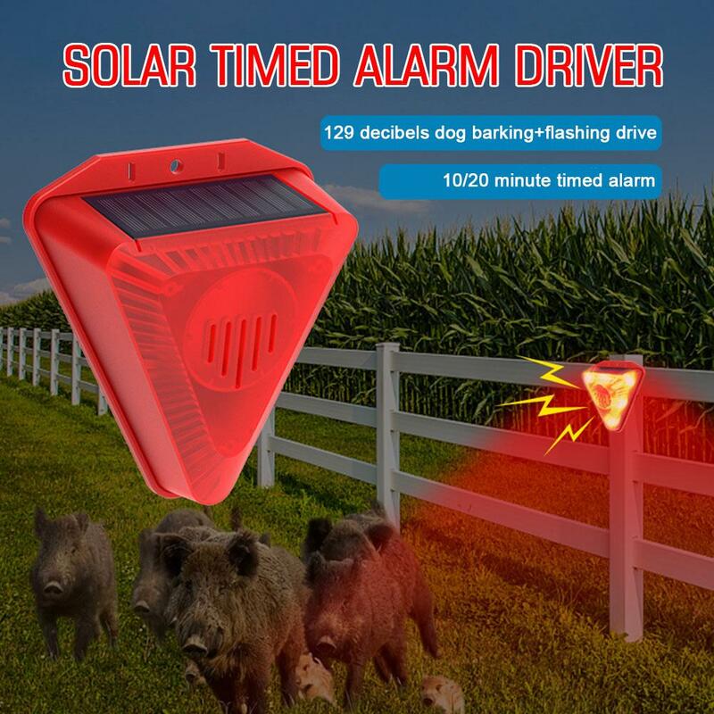 Luz de alarma Solar IP65 con Sensor de movimiento, lámpara de seguridad para exteriores, jardín, perro, ladridos, disparos, granja, H1E3