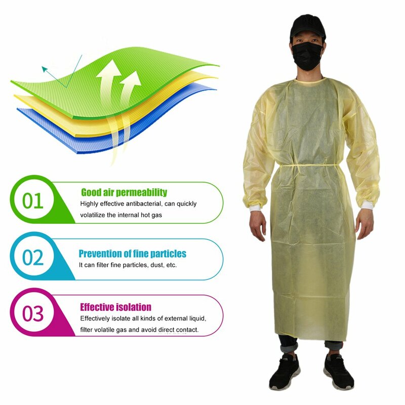 ใช้กันอย่างแพร่หลายป้องกันเสื้อผ้าทิ้งเสื้อผ้า Coverall โดยรวม One Breathable สบายเสื้อผ้าป้องกัน