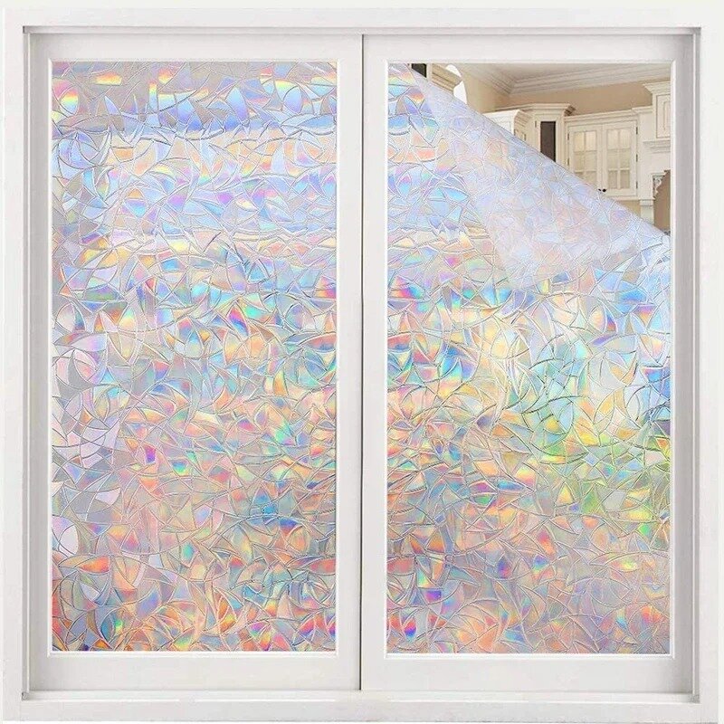 Kolorowa półprzezroczysta, łuszcząca się folia szklana pogrubiona zacienienie okna anty-ultrafioletowa efekt tęczy samoprzylepna folie dekoracyjne