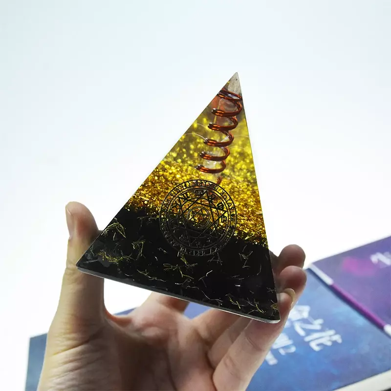 Obsidiana Cristal Natural Turmalina Orgonita, Pirâmide Orgone, Decoração de Casa, Energia Positiva, Meditação, Ioga, Equilíbrio, Reiki