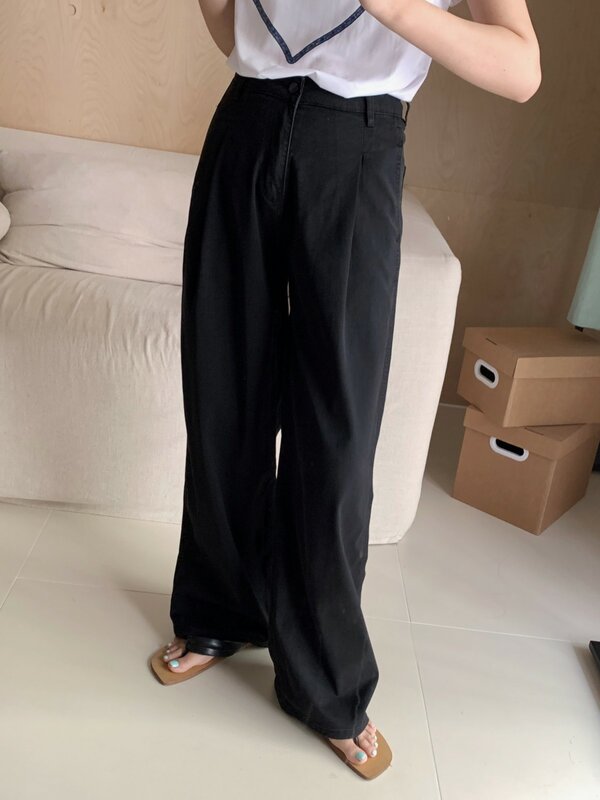 ZHISILAO New Black Baggy Wide Leg Jeans Vintage Loose High Waist Floor Denim Pants Streetwear Summer 2024