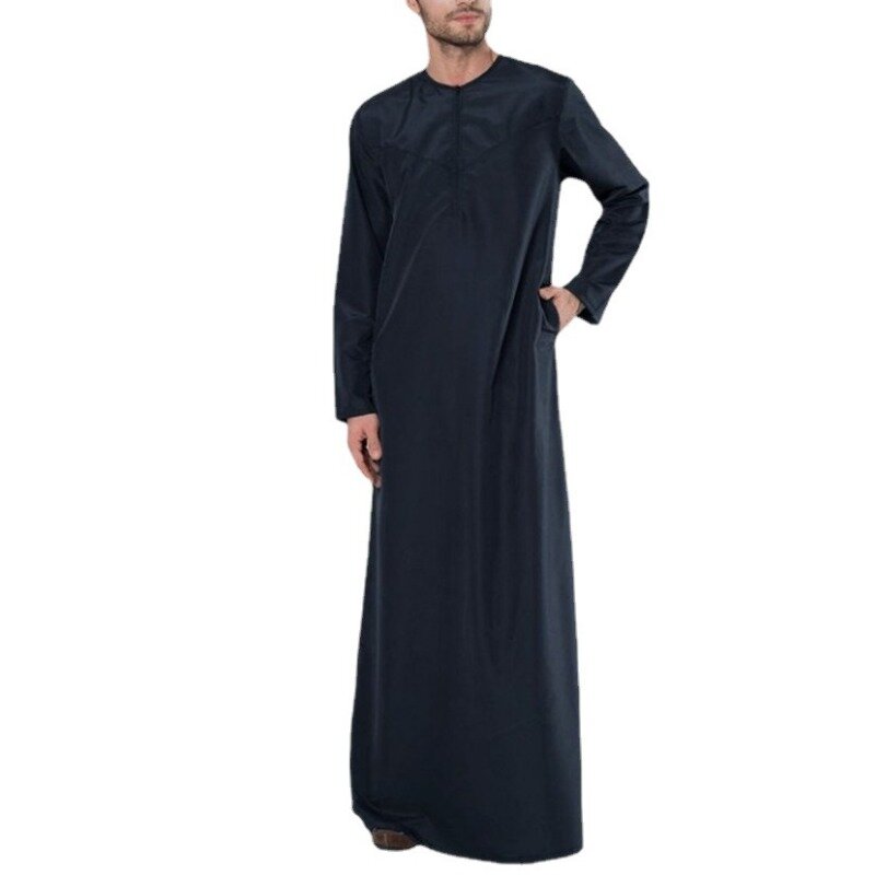เสื้อคลุมมุสลิมขนาดใหญ่พิเศษมีซิปเสื้อยาว jubba thobes caftan มุสลิมอิสลามเสื้อผ้าผู้ชายอาหรับ Kaftan 5XL 4XL