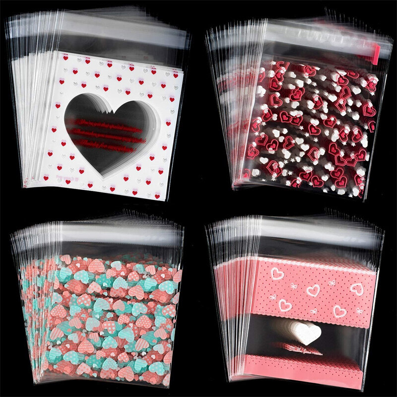 100 sacos de celofane pcstransparent claro opp sacos de plástico auto-adesivo para diy biscoitos lanche cozimento pacote decoração