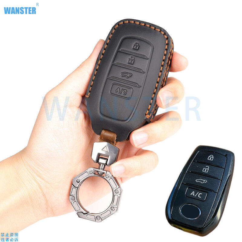 4 Flaschen Leder Auto Schlüssel etui Abdeckung Schlüssel bund für Toyota BZ4X Corolla Cross 942b 14. Krone Royal Saloon Zubehör A/C AC