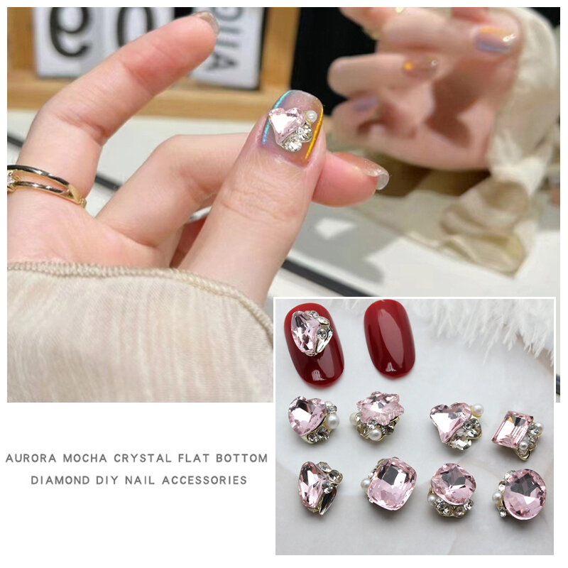 Dijes de uñas 3D de aleación de Metal, diamantes de imitación, joyería de manicura, accesorios de uñas DIY, regalo para mujeres y niños, 5 piezas por lote