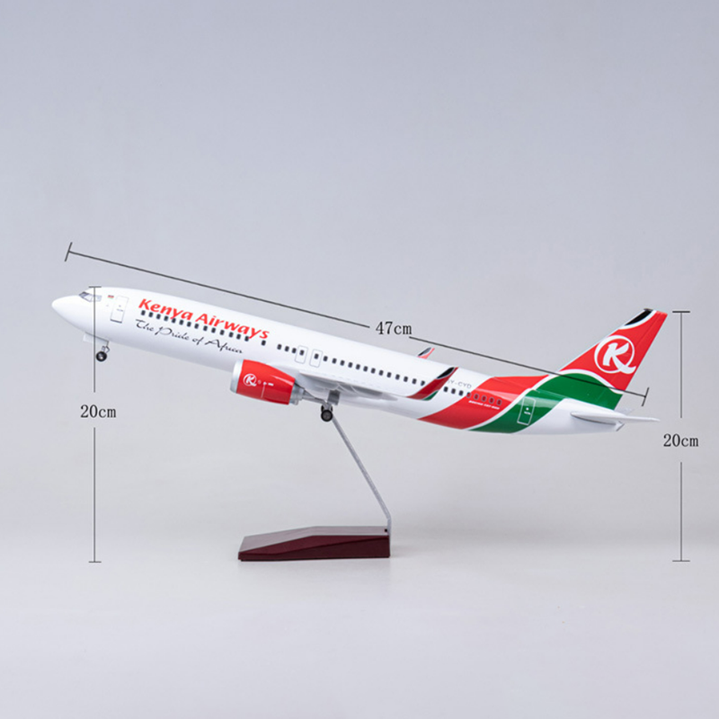 Scala 1/85 47CM aereo B737 MAX aereo Kenya Airways compagnia aerea W luce e ruota Diecast resina modello di aereo collezione di giocattoli