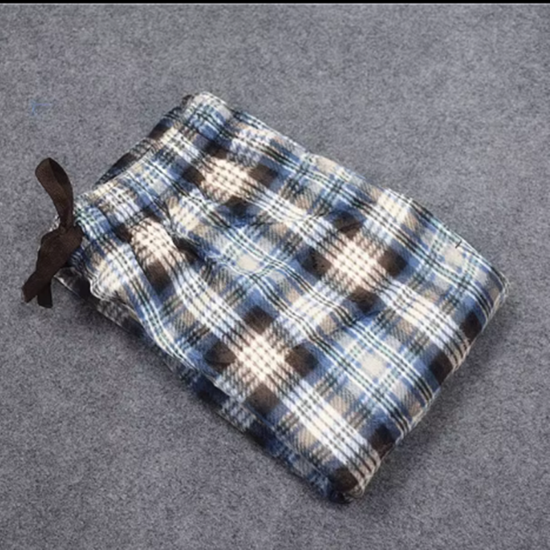 Calça lounge de lã masculina, calça para dormir, 2 bolsos