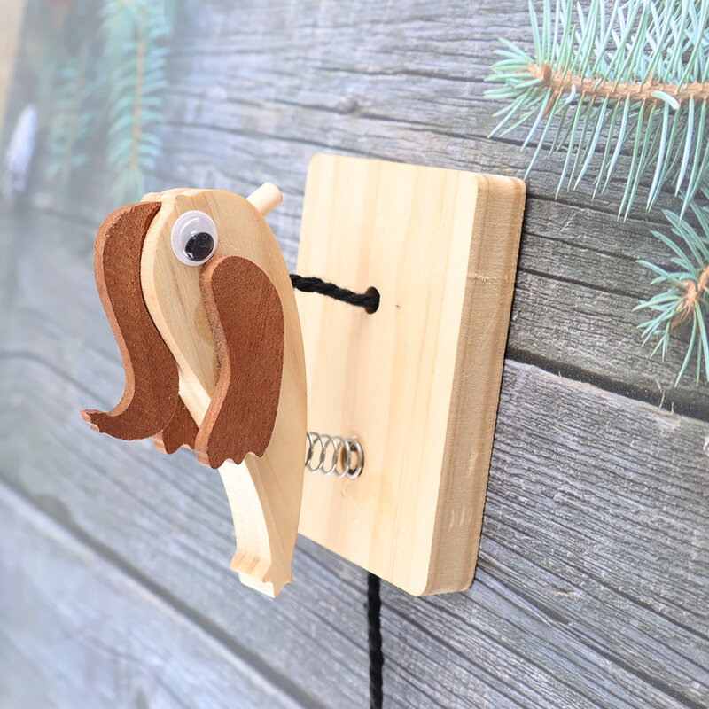 Campana de puerta de pájaro carpintero de madera, herramienta de recordatorio de entrada sin perforaciones para decoración de puerta