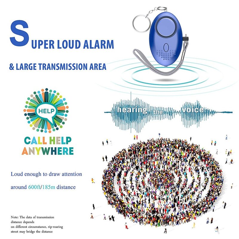 Alarma Personal con luz LED para mujeres, niños y ancianos, 130DB, Lobo antipérdida, autodefensa, ataque de seguridad, alarmas de emergencia