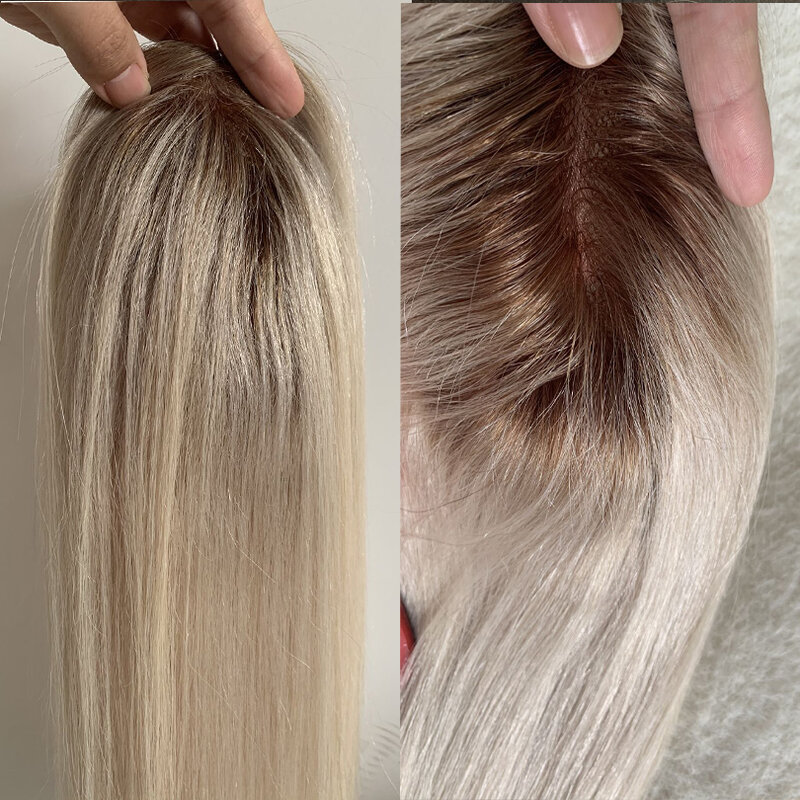 Светлые натуральные человеческие волосы омбре с однонаправленной застежкой на шнуровке натуральные Детские волосы #613 силиконовый моно-кружевной парик для женщин