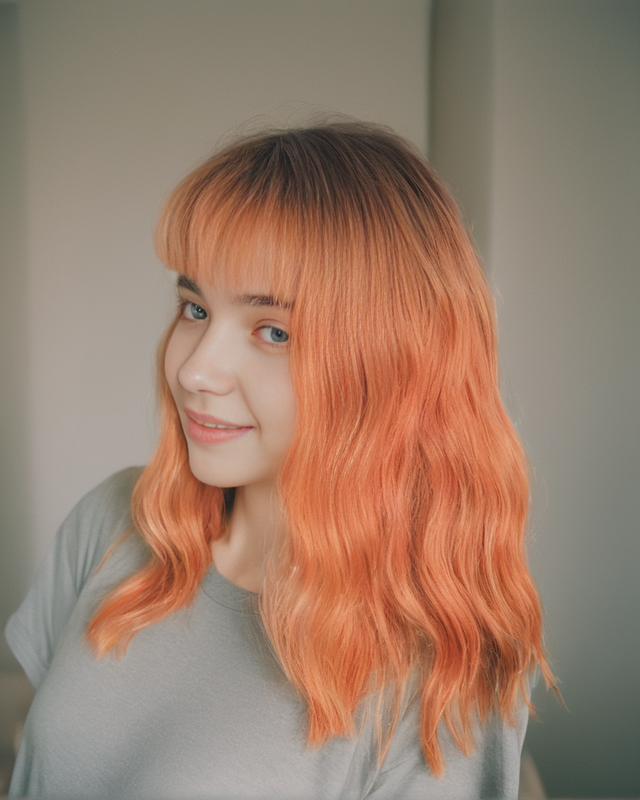 SNQP-Peluca de pelo corto con flequillo para mujer, pelo con estilo, color naranja y rojo degradado, resistente al calor, uso diario, fiesta de Cosplay, 38cm
