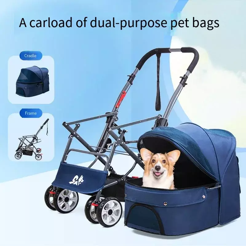 Trolley for Dog Household Pet Cart Going Out for Dogs Small Medium-sized Dog Strollers Cat Carts Lightweight Separable Foldable
