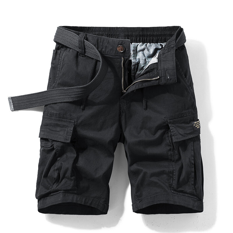 Pantalones cortos tácticos de algodón para hombre, Shorts militares holgados con múltiples bolsillos, color caqui, verano, 2024