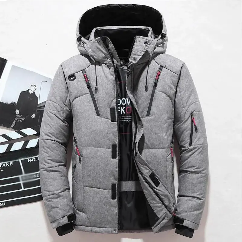 -20 Degree Down Jacket Male Winter Parkas Men White Duck Down Jacket Hooded Outdoor Thick Warm Padded Snow Coat Oversize M-4XL