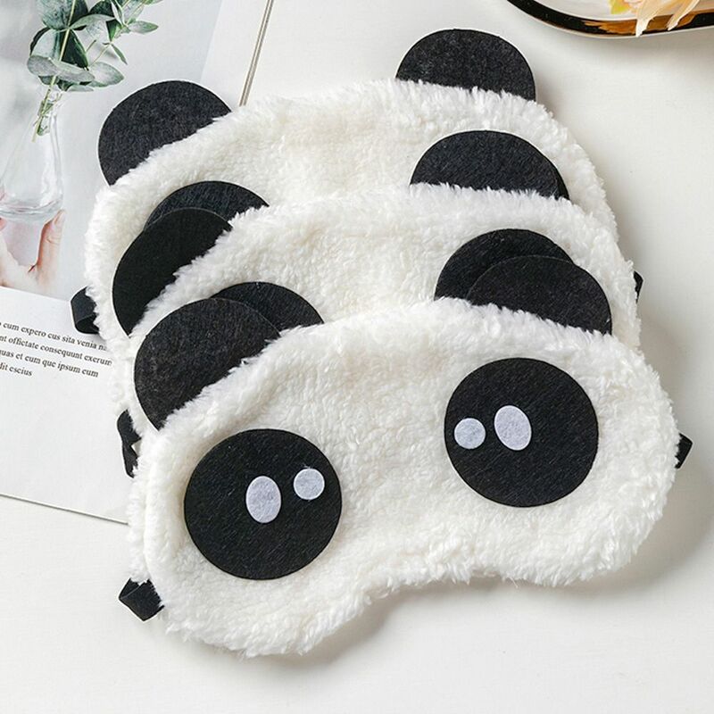 Cartoon Panda Sleep Shade Eye Mask Eye Protection Pad peluche tessuto Soft Eye patch Travel Sleeping Rest maschera rilassante all'ingrosso