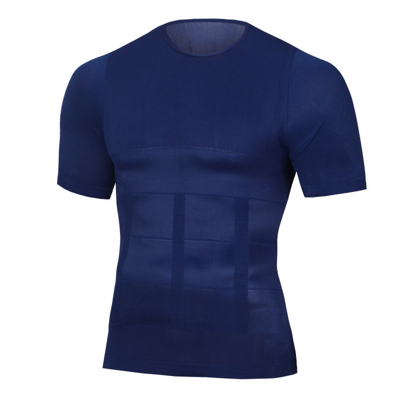 Chemise moulante à manches courtes pour hommes, sous-vêtements en forme de Y, gaine de corps élastique, fitness, abdomen, seins amincissants en saillie