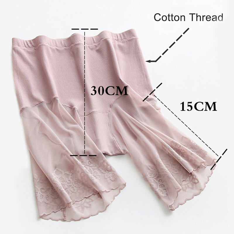 Pantaloni corti di sicurezza da donna Anti sfregamento di grandi dimensioni sotto la gonna intimo senza cuciture mutandine di pizzo trasparente
